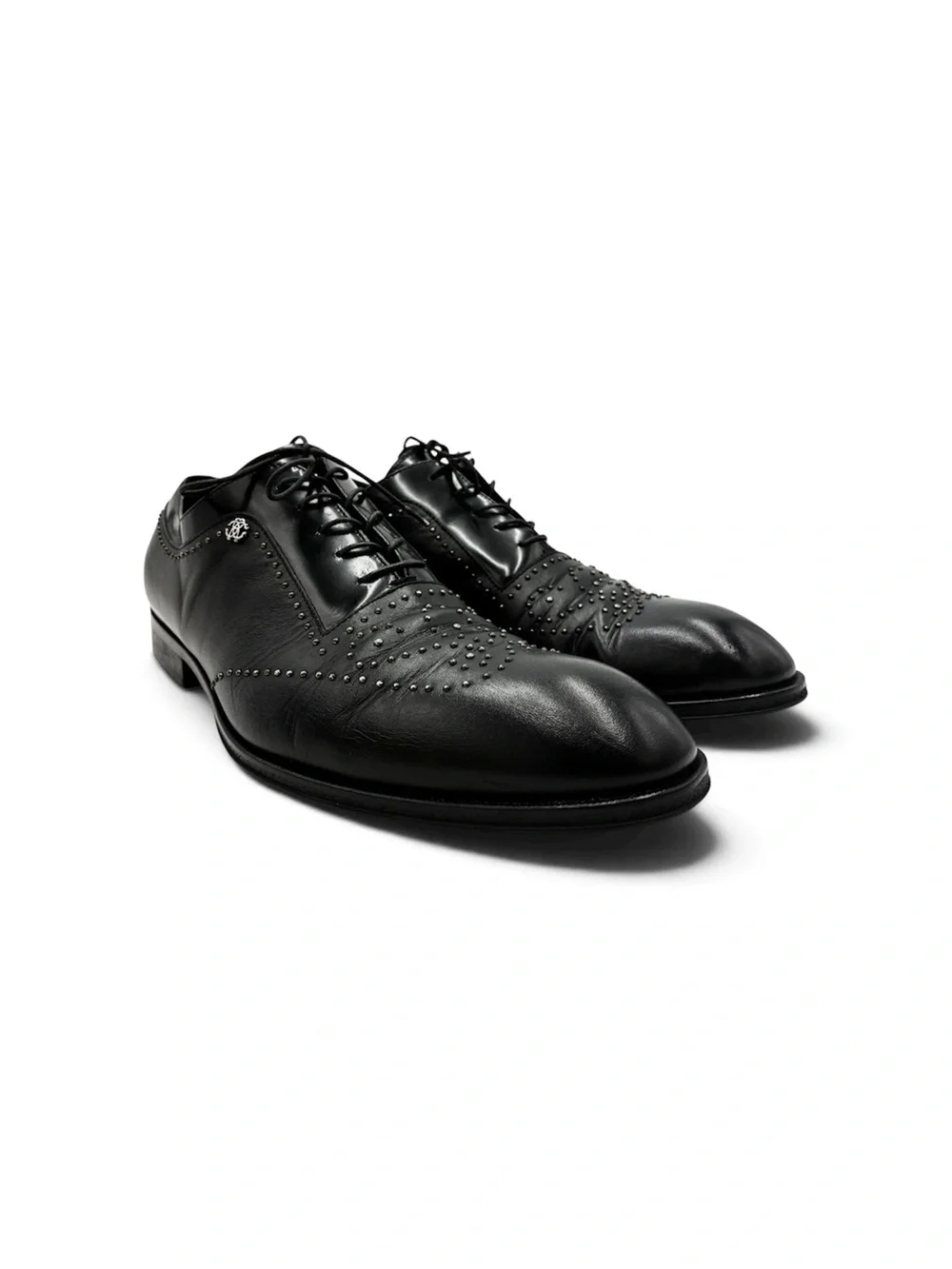 Roberto Cavalli Men's Studded Leather Wingtip Oxfords Black - Size 43.5 / 10.5